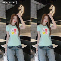 Áo thun thái nữ cổ tròn in chữ LOVE - AG1161