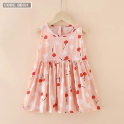 Đầm váy nữ cho bé gái in hoạ tiết cherry - BE001