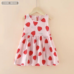 Đầm váy nữ cho bé gái in hình quả dâu - BE002