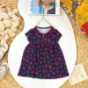 Đầm xoè cho bé gái cổ bèo in hình trái cherry - BE003