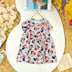 Đầm nữ cho bé gái in hình chuột minnie - BE007