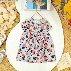 Đầm nữ cho bé gái in hình chuột minnie - BE007