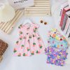 Đầm thun bé gái form xoè in hình trái dâu - BE008