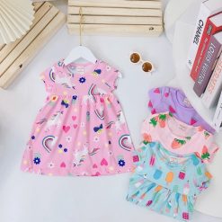 Đầm nữ cho bé gái in hình ngựa unicorn - BE009
