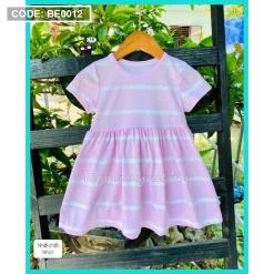 Đầm bé gái in sọc kẻ hồng - BE0012