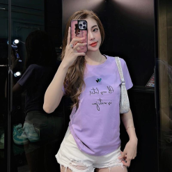 Áo nữ thun thái form rộng giấu quần in hoạ tiết trái tim - AG1164