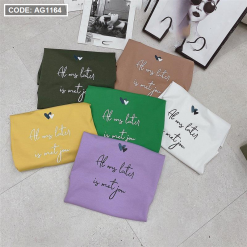 Áo nữ thun thái form rộng giấu quần in hoạ tiết trái tim - AG1164