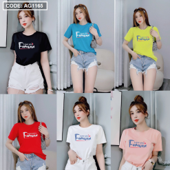 Áo thun thái nữ form suông rộng in chữ forever - AG1165