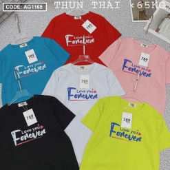 Áo thun thái nữ form suông rộng in chữ forever - AG1165