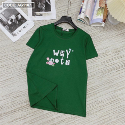 Áo thun thái nữ form rộng in chữ why not - AG1167