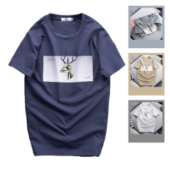 Áo Thun Nam Cổ Tròn Cotton In Tuần Lộc 3D - AB427