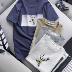 Áo Thun Nam Cổ Tròn Cotton In Tuần Lộc 3D - AB427