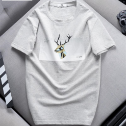 Áo Thun Nam Cổ Tròn Cotton In Tuần Lộc 3D - AB427