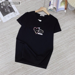 Áo thun thái nữ cổ tim form rộng in chữ i love my self - AG1173