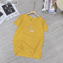 Áo thun thái nữ cổ tim form rộng in chữ i love my self - AG1173