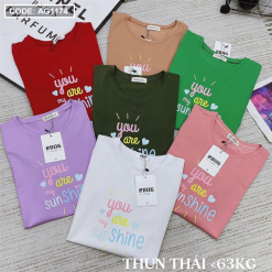 Áo thun thái nữ cổ tròn in chữ sun shine form rộng - AG1174