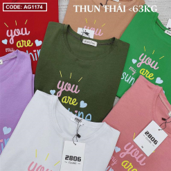 Áo thun thái nữ cổ tròn in chữ sun shine form rộng - AG1174