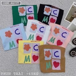 Áo thun thái nữ form rộng in logo màu - AG1177