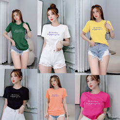 Áo thun thái nữ cổ tròn in chữ kiểu - AG1178