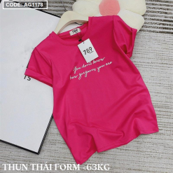 Áo thun thái nữ cổ tròn in chữ kiểu - AG1178