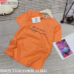 Áo thun thái nữ cổ tròn in chữ kiểu - AG1178