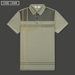 Áo Thun Nam Cổ Bẻ Sọc Nhuyễn Phối Túi (Có Size 3x) - CS200