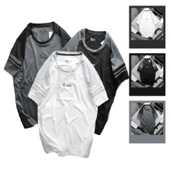 Áo Thun Nam Thể Thao Cổ Tròn Phối Tay Màu In Logo RayMan (Có size 3x) - AB428