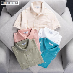 Áo Thun Nam Cổ Bẻ Phối Hoạ Tiết Kẻ Sọc (Có size 3x) - CS202