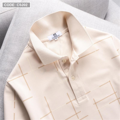 Áo Thun Nam Cổ Bẻ Phối Hoạ Tiết Kẻ Sọc (Có size 3x) - CS202