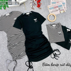 Đầm borip rút dây in logo trên ngực - DBO1206
