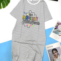 Đầm suông sọc thun cotton in chữ - DBO1210