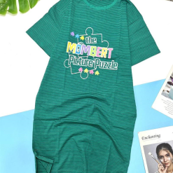 Đầm suông sọc thun cotton in chữ - DBO1210