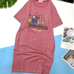 Đầm suông sọc thun cotton in chữ - DBO1210