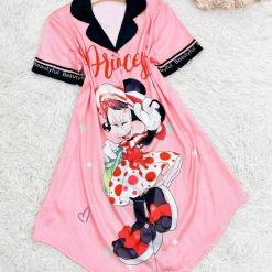 Đầm nữ satin áo cổ bẻ tay ngắn in họa tiết 3D - DBO1392