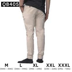 Quần Jogger Kaki Nam Co Giãn Màu Kem - QB405KEM