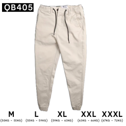 Quần Jogger Kaki Nam Co Giãn Màu Kem - QB405KEM