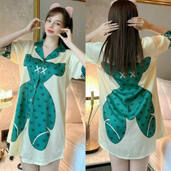 Đầm sơ mi nữ vải latin in 3D xinh xắn - DBO1448