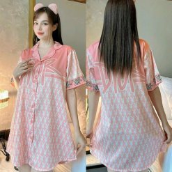 Đầm sơ mi nữ vải latin in 3D xinh xắn - DBO1448