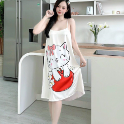 Đầm 2 dây form suông họa tiết mặc nhà siêu mát - DBO1895