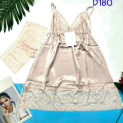 Đầm ngủ màu trơn phối ren sexy - DBO1939