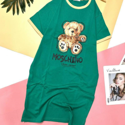 Đầm nữ form suông tay ngắn in hình gấu - DBO1941