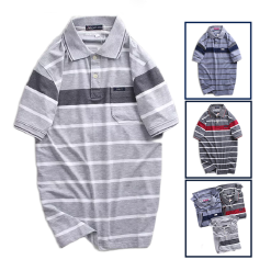 Áo Thun Sọc Nam Melan Cổ Bẻ Có Túi Thun Cotton - AS050