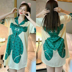 Đầm nữ form suông kiểu cài nút cổ bẻ họa tiết - DBO1994