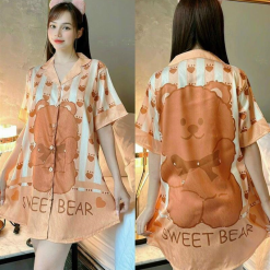 Đầm nữ form suông kiểu cài nút cổ bẻ họa tiết - DBO1994