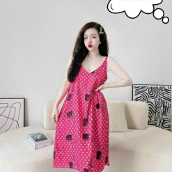 Đầm nữ áo 2 dây pijma mặc nhà siêu mát - DBO2014