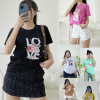 Áo thun thái nữ form suông cổ tròn in chữ LOVE phối hoa - AG1182