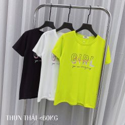 Áo thun thái nữ cổ tròn form suông in chữ Girl The Best - AG1185