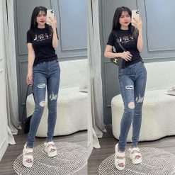 Áo thun thái nữ cổ tròn form suông in chữ Girl The Best - AG1185