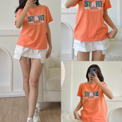 Áo thun thái nữ cổ tròn form suông in chữ Star - AG1187