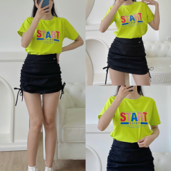 Áo thun thái nữ cổ tròn form suông in chữ Star - AG1187